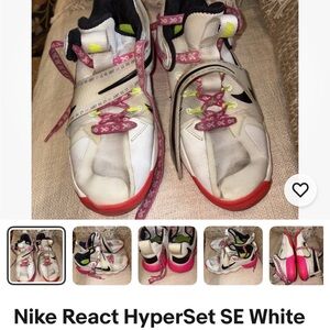 Nike React HyperSet SE White Pink crimson volleyball sneakers unisex 8.5 / 10